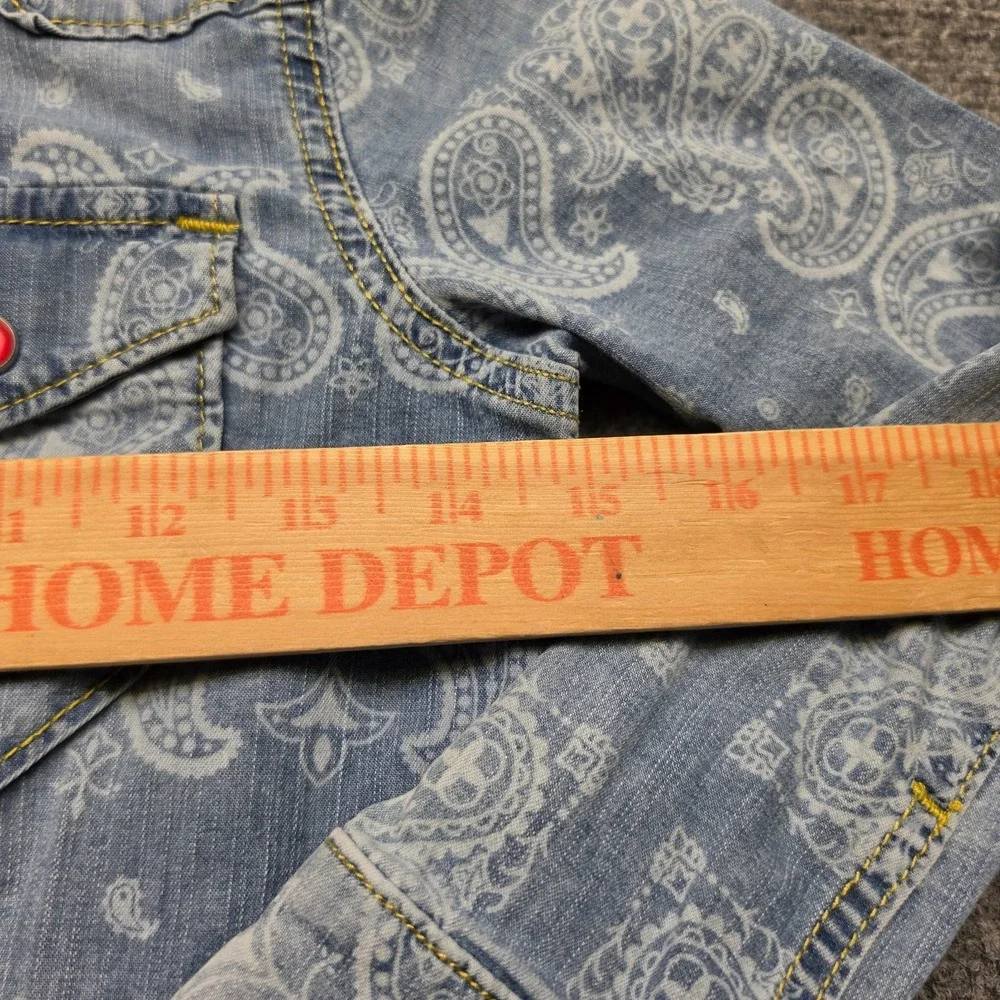 Gymboree Girls Size 8 Denim Shirt Dress Western Paisley Snap Front Light Wash